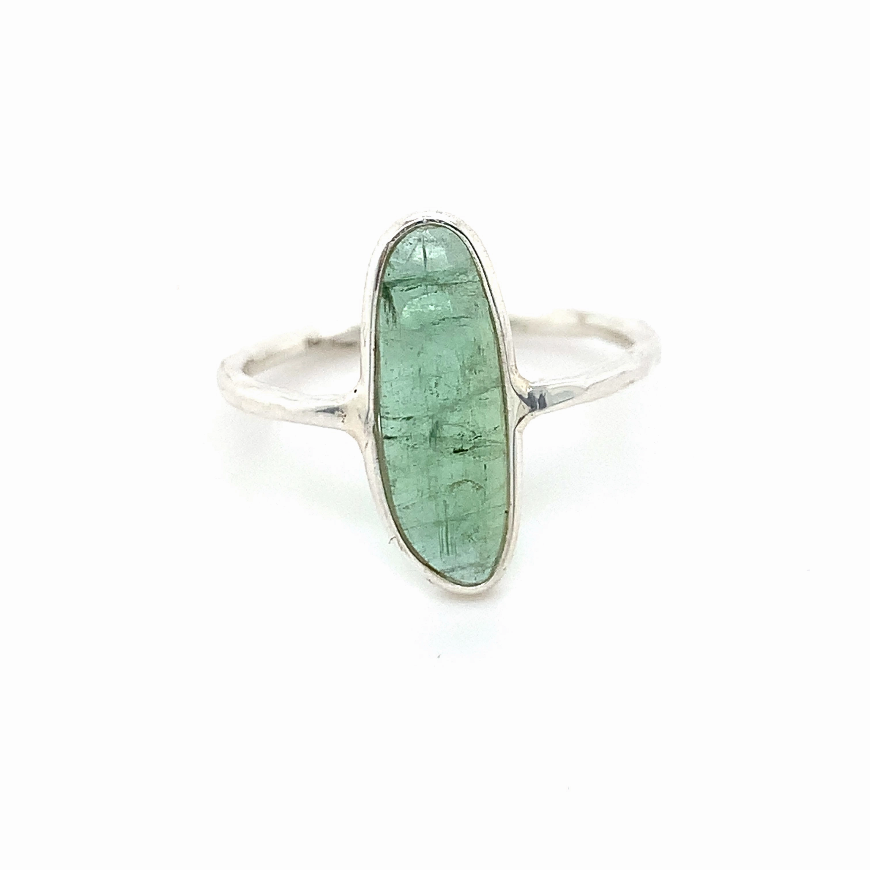 Flat Semi-Precious Tourmaline Silver Ring
