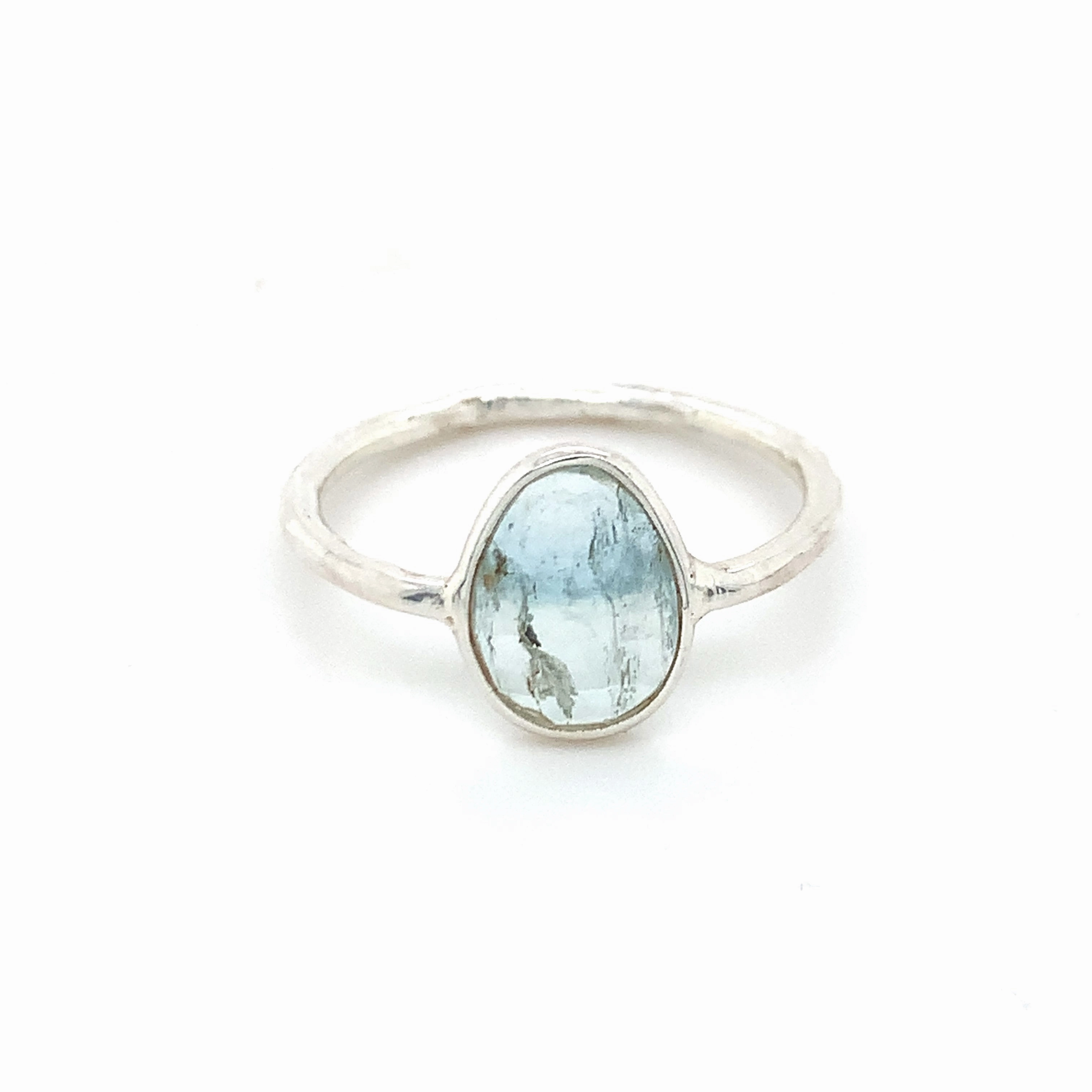 Flat Semi-Precious Tourmaline Silver Ring