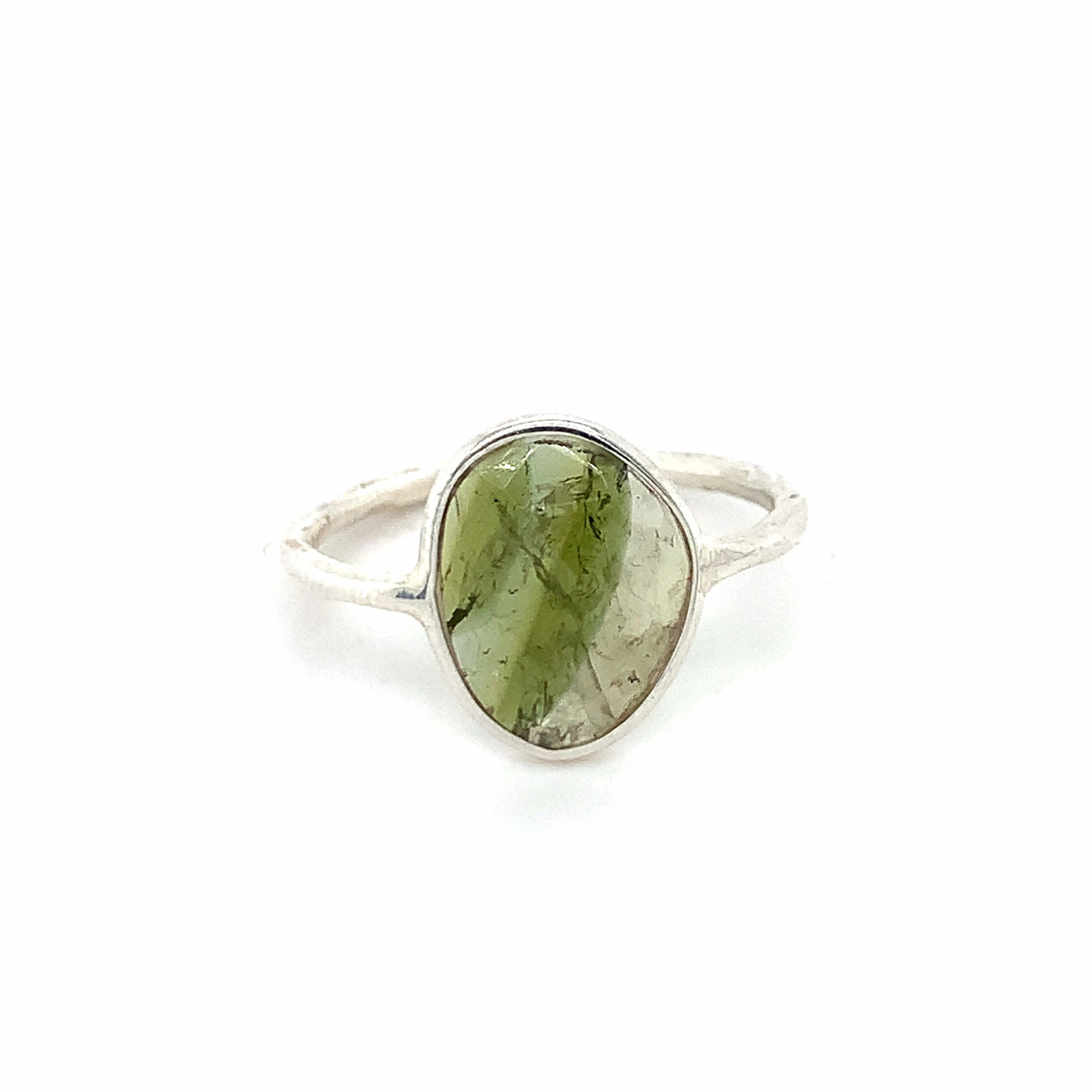 Flat Semi-Precious Tourmaline Silver Ring
