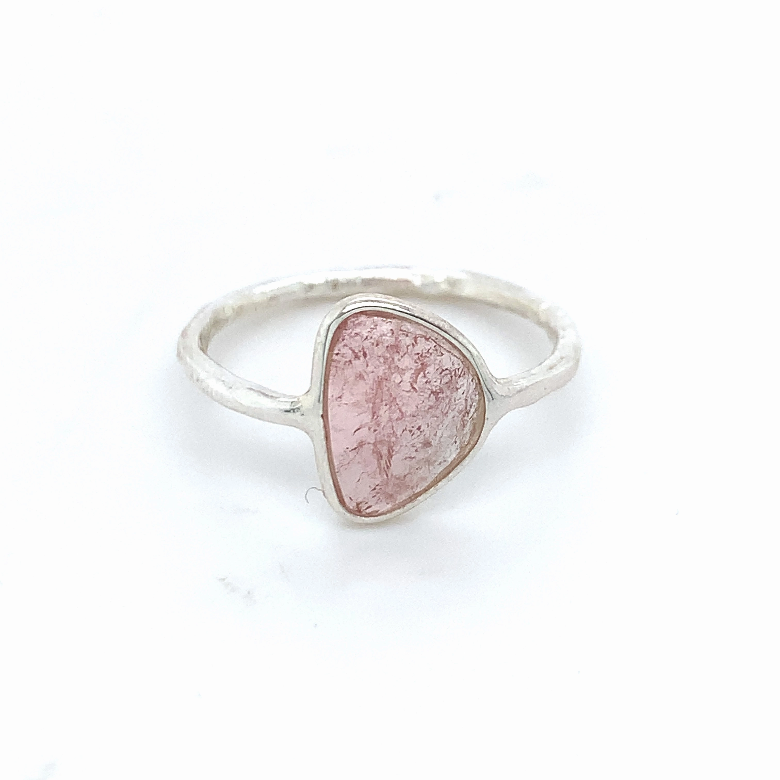 Flat Semi-Precious Tourmaline Silver Ring