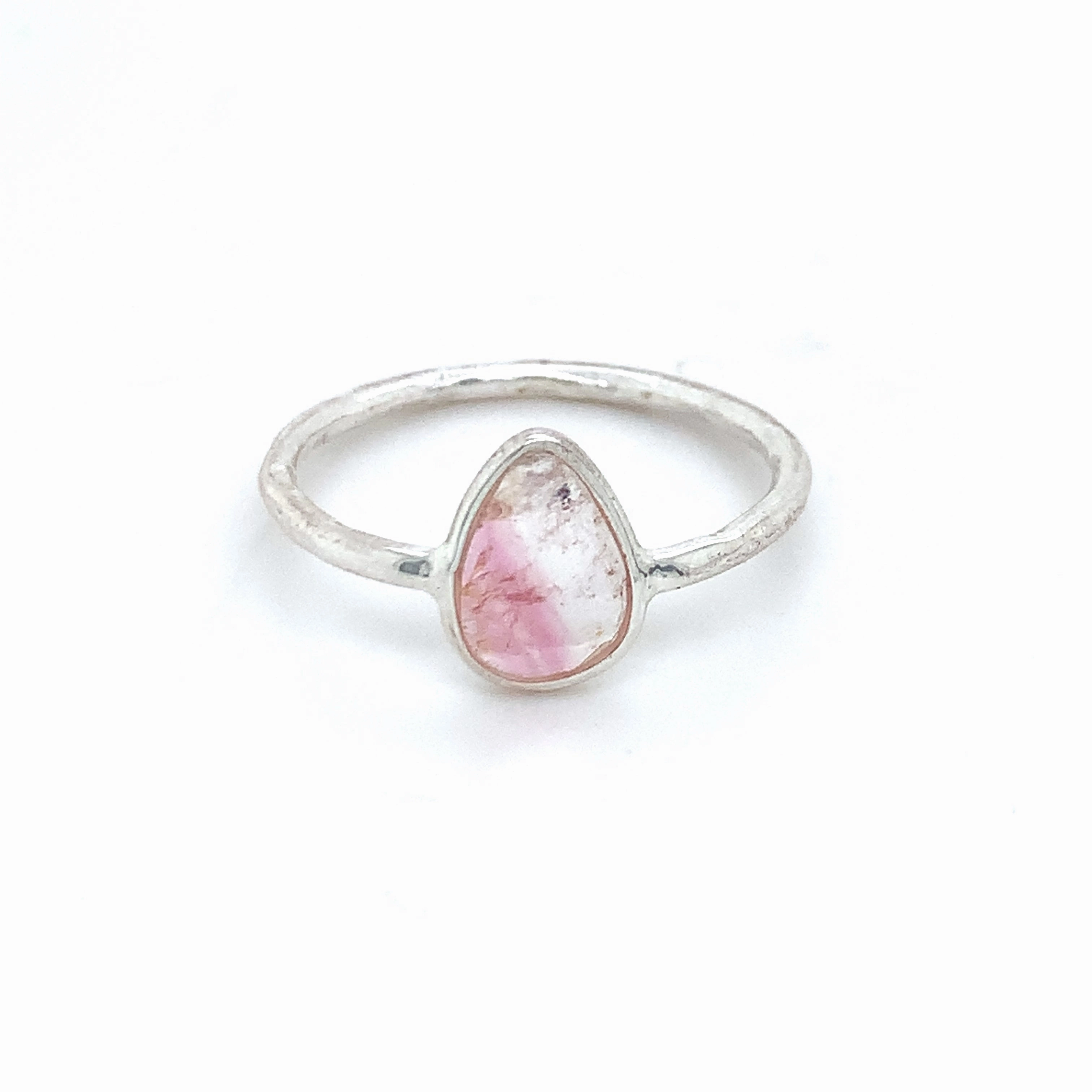 Flat Semi-Precious Tourmaline Silver Ring