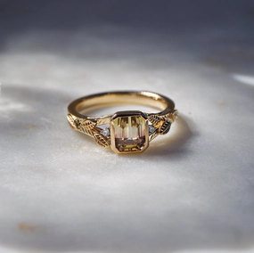 Floral WaterMelon Tourmarline Ring