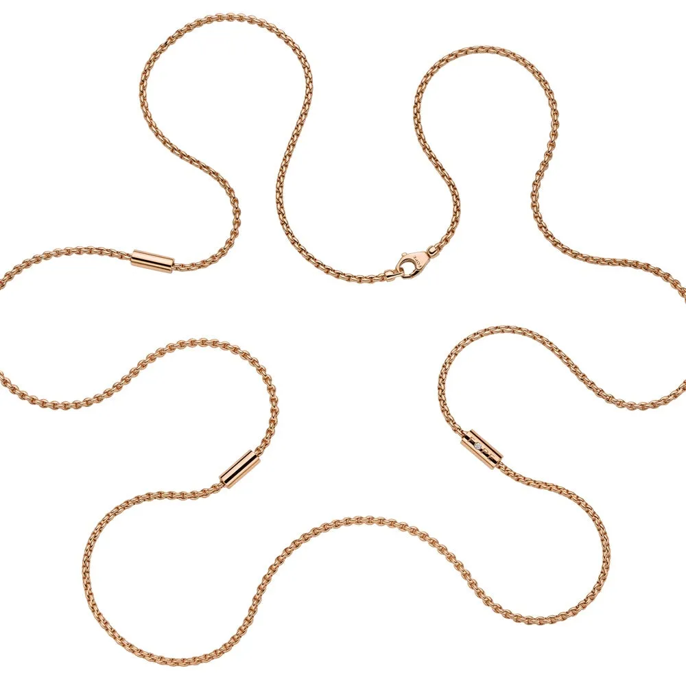 Fope Aria 18ct Rose Gold 0.02ct Diamond Long Necklace