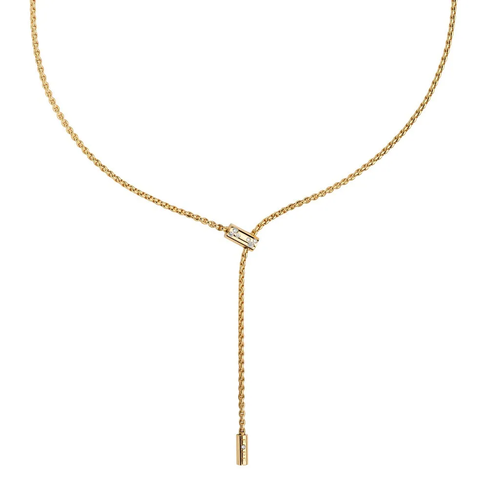 Fope Aria 18ct Yellow Gold 0.11ct Diamond Adjustable Slider Necklace