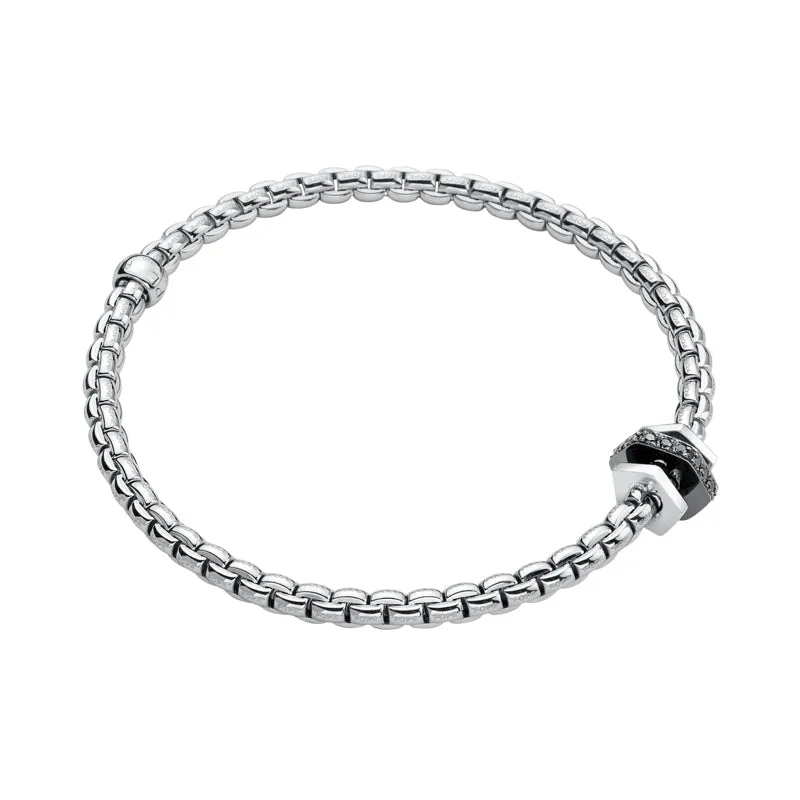Fope Eka 18ct White Gold 0.16ct Diamond Black Rhodium Rondelle Bracelet
