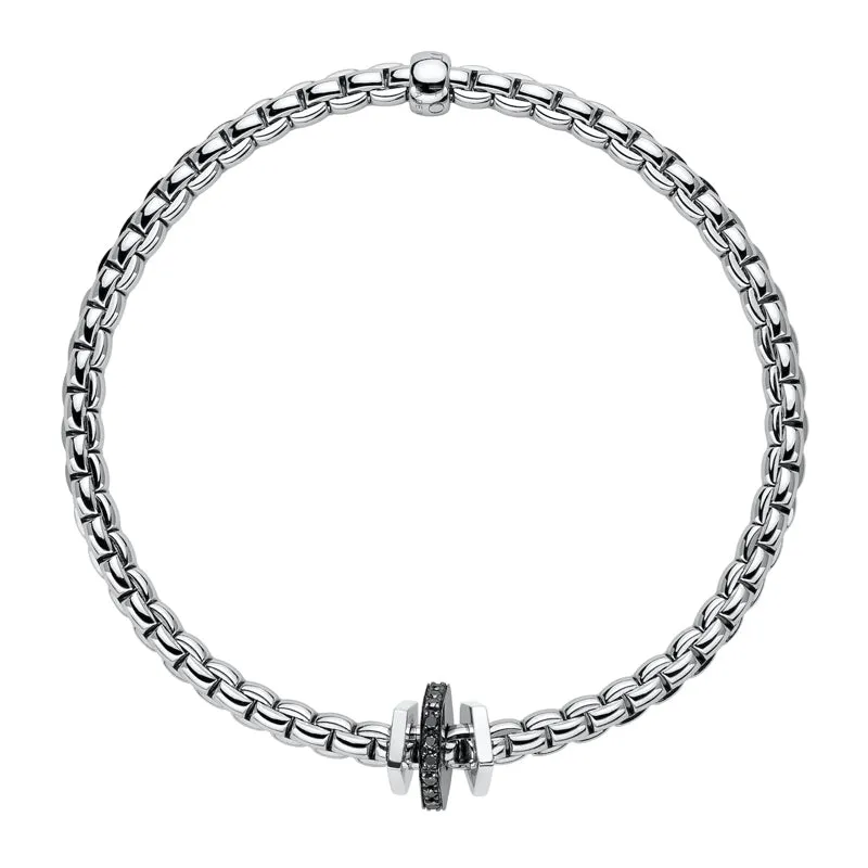 Fope Eka 18ct White Gold 0.16ct Diamond Black Rhodium Rondelle Bracelet