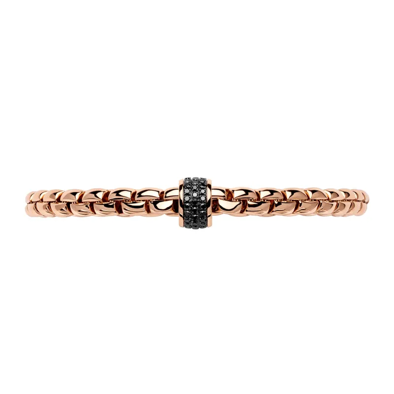 Fope Eka Tiny 18ct Rose Gold 0.54ct Black Diamond Bracelet