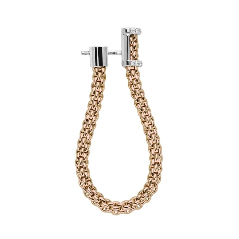 Fope Flexit Essentials 18ct Rose Gold Diamond Medium Mesh Chain Earrings
