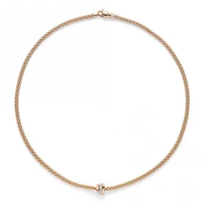 Fope Flex'It Prima 18ct Rose Gold Diamond 43cm Necklace