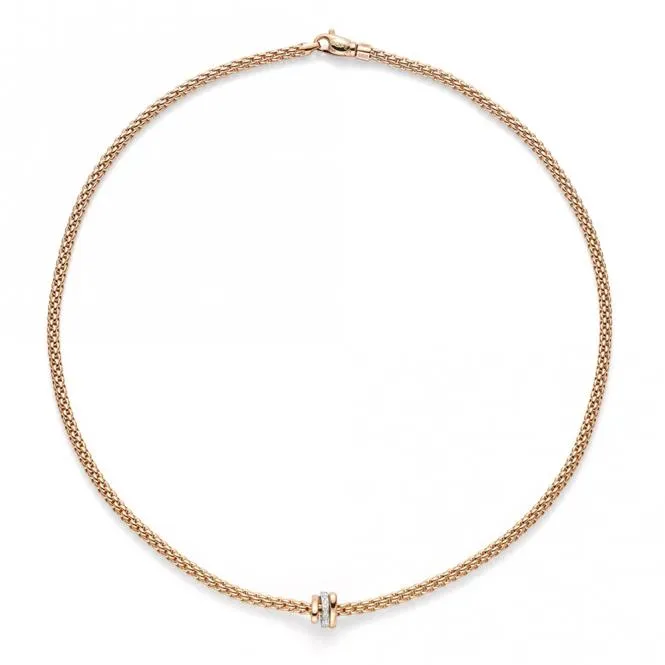 Fope Flex'It Prima 18ct Rose Gold Diamond 43cm Necklace