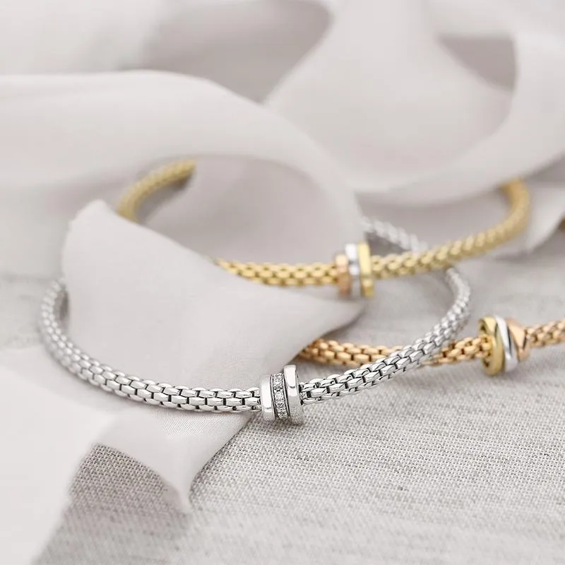Fope Flex'it Prima 18ct White Gold 0.10ct Diamond Bracelet