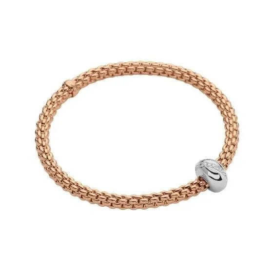 Fope Flex'it Solo 18ct Rose Gold 0.16ct Diamond Bracelet