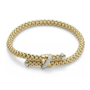 Fope Flex'it Solo 18ct Yellow Gold 0.20ct Diamond Crossover Bracelet