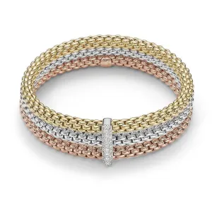 Fope Flex'it Solo 18ct Yellow White Rose Gold 0.34ct Diamond Bracelet