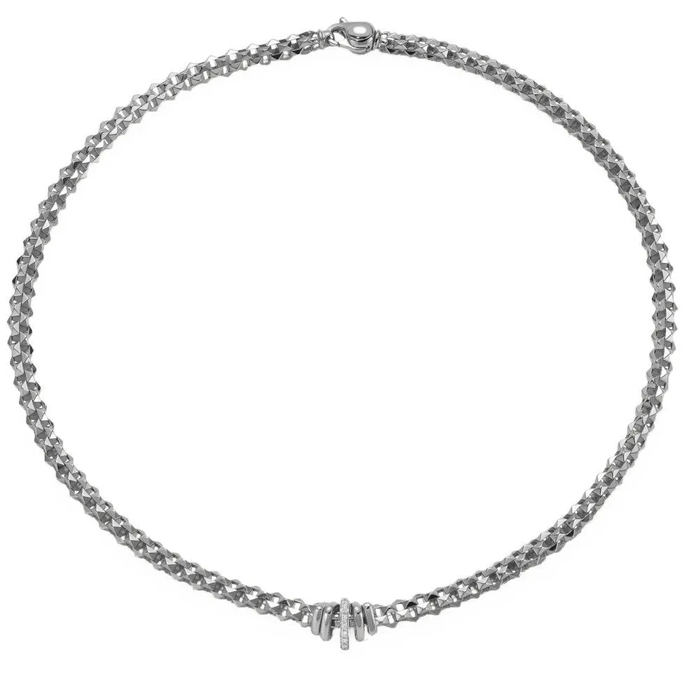 Fope Flex'It Wild Rose 18ct White Gold 0.12ct Diamond Necklace