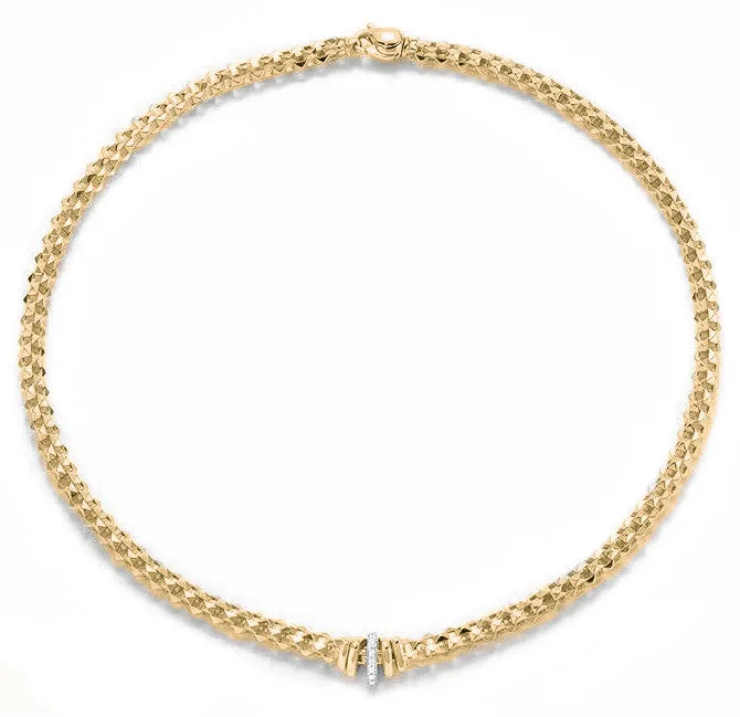 Fope Flex'It Wild Rose 18ct Yellow Gold 0.12ct Diamond Necklace