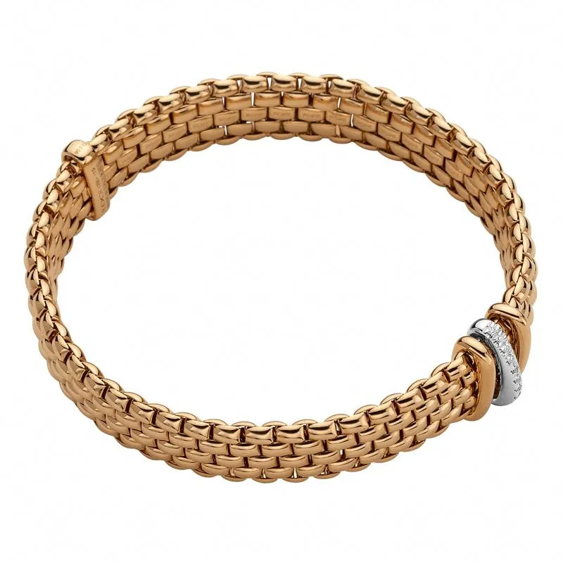Fope Panorama 18ct Rose Gold 0.08ct Diamond Rondelle Bracelet