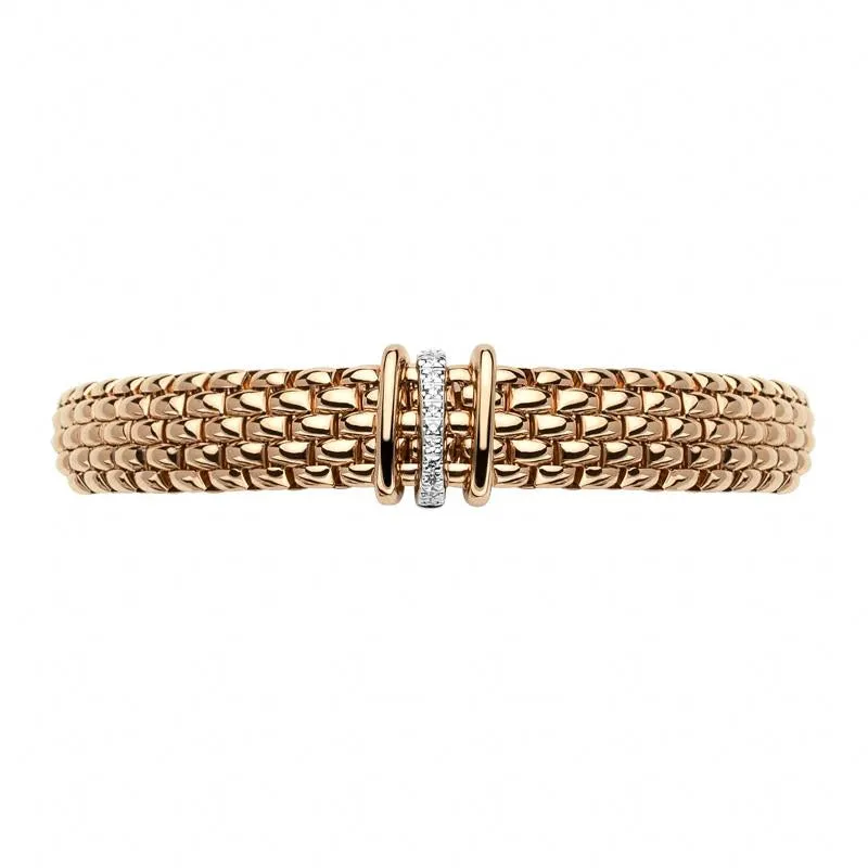 Fope Panorama 18ct Rose Gold 0.08ct Diamond Rondelle Bracelet