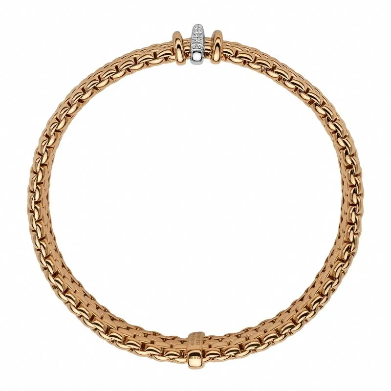Fope Panorama 18ct Rose Gold 0.08ct Diamond Rondelle Bracelet