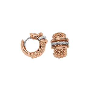 Fope Panorama 18ct Rose Gold 0.15ct Diamond Rondelle Small Hoop Earrings