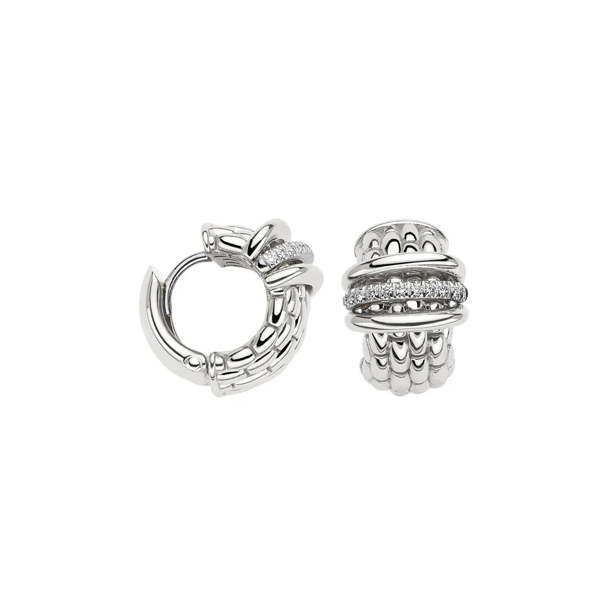 Fope Panorama 18ct White Gold 0.15ct Diamond Rondelle Small Hoop Earrings