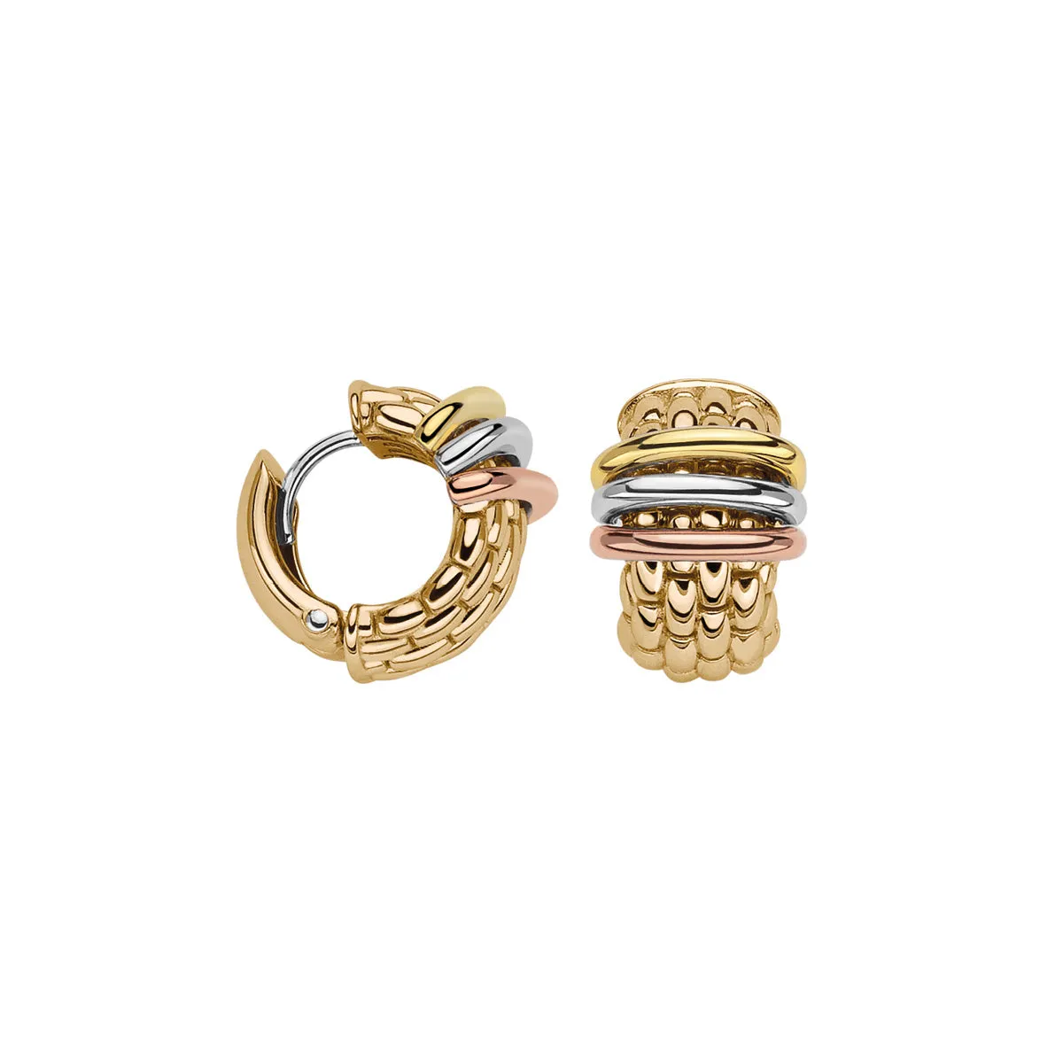 Fope Panorama 18ct Yellow Gold Mixed Rondelle Small Hoop Earrings