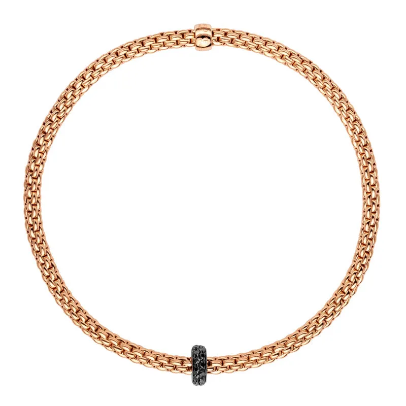 Fope Prima 18ct Rose Gold 0.20ct Black Diamond Bracelet
