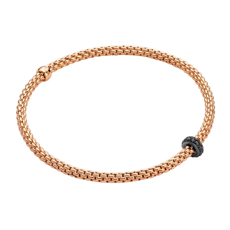 Fope Prima 18ct Rose Gold 0.20ct Black Diamond Bracelet