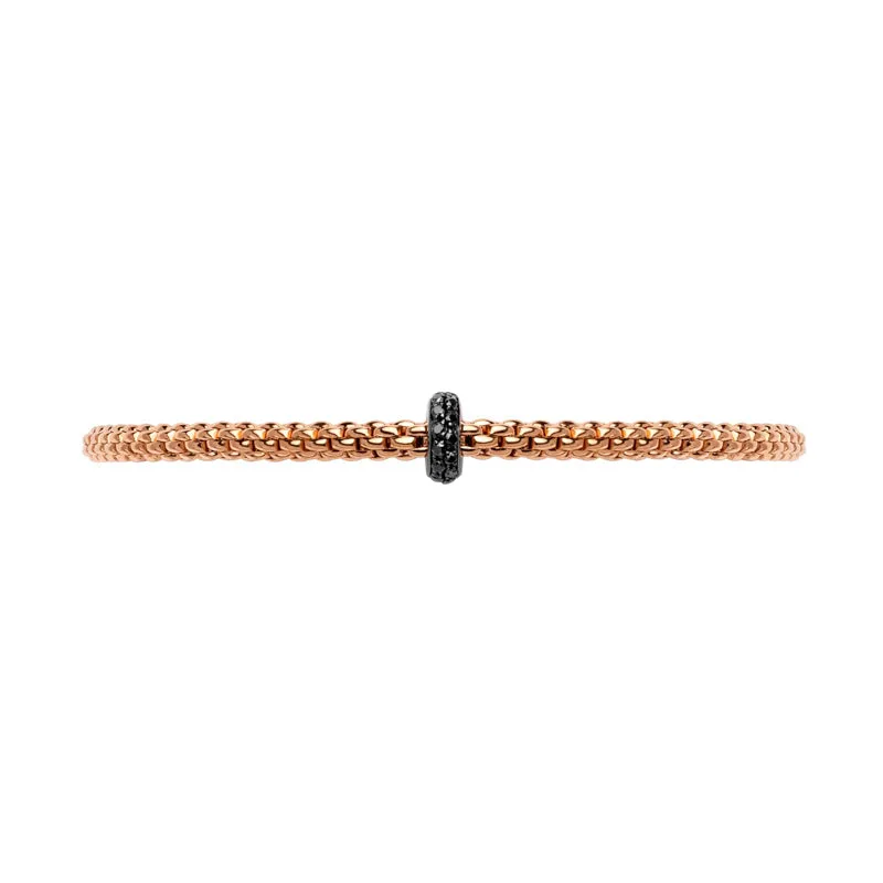 Fope Prima 18ct Rose Gold 0.20ct Black Diamond Bracelet