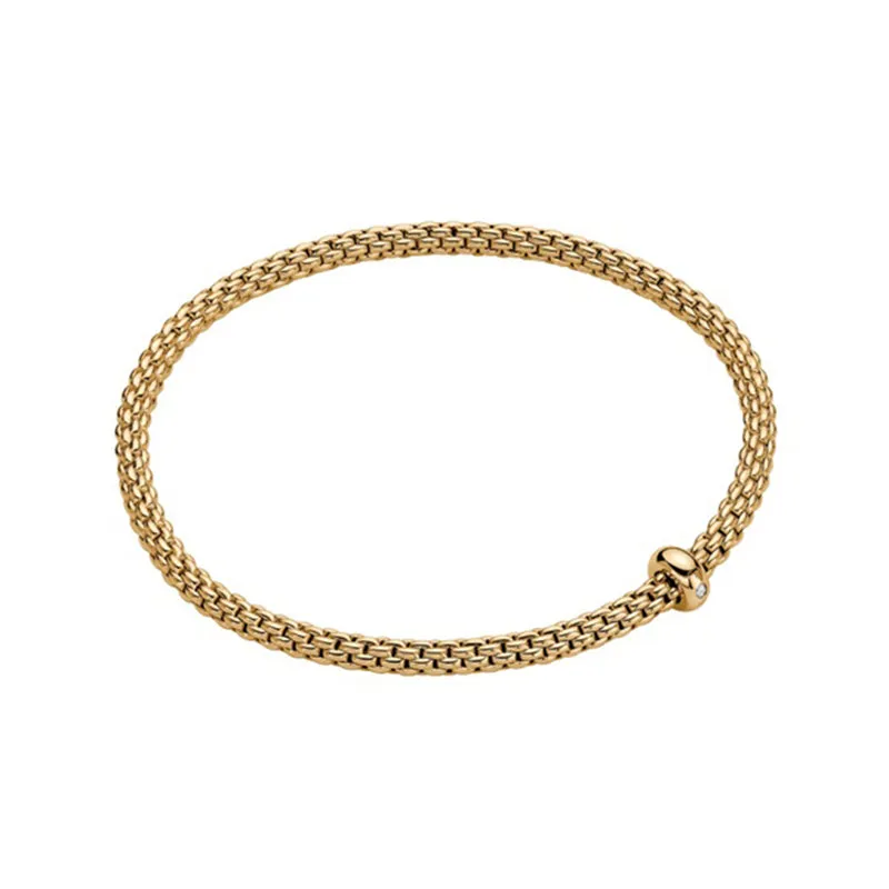 Fope Prima 18ct Yellow Gold 0.01ct Diamond Flexible Bracelet