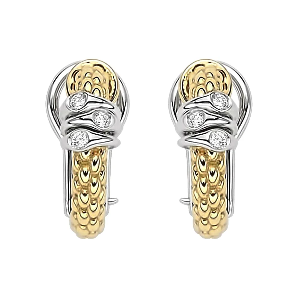 Fope Prima 18ct Yellow Gold 0.08ct Diamond Hoop Earrings