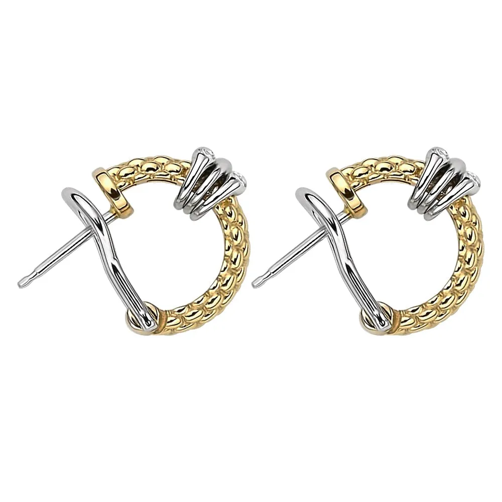 Fope Prima 18ct Yellow Gold 0.08ct Diamond Hoop Earrings