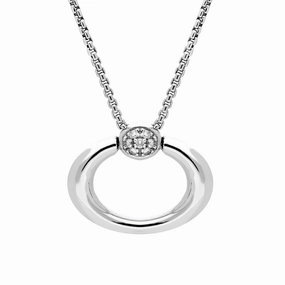 Fope 18ct White Gold 0.10ct Diamond Oval Necklace