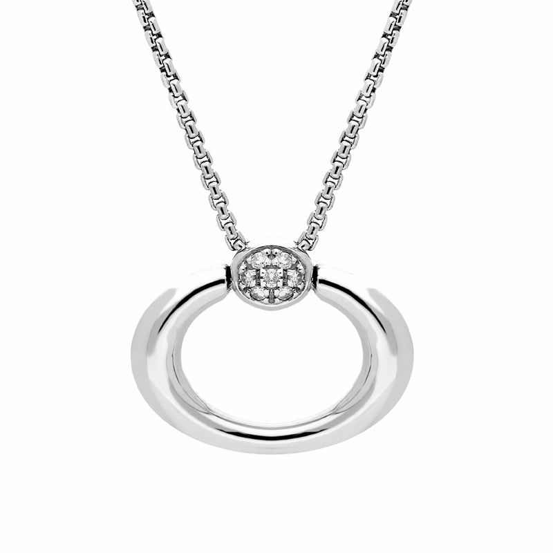 Fope 18ct White Gold 0.10ct Diamond Oval Necklace