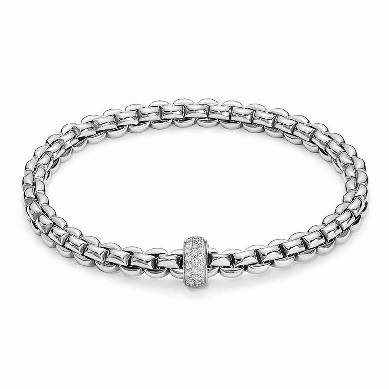 Fope Flex'It Eka 18ct White Gold 0.37ct Diamond Bracelet