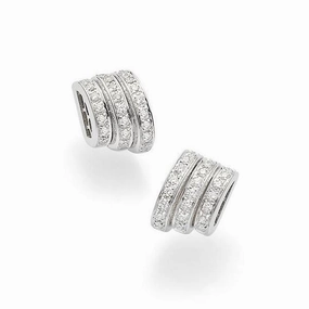 Fope Flex'It Prima 18ct White Gold Pave Diamond Stud Earrings