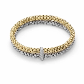 Fope Flex'It Solo 18ct White & Yellow Gold 0.22ct Diamond Bracelet