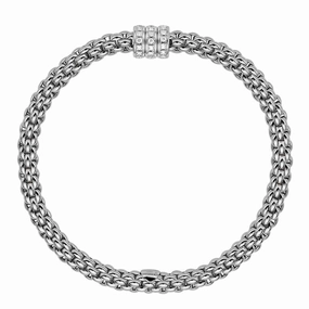 Fope Flex'it Solo 18ct White Gold 0.30ct Diamond Bracelet D