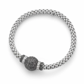 Fope Flex'It Solo 18ct White Gold 2.01ct Black And White Diamond Bracelet