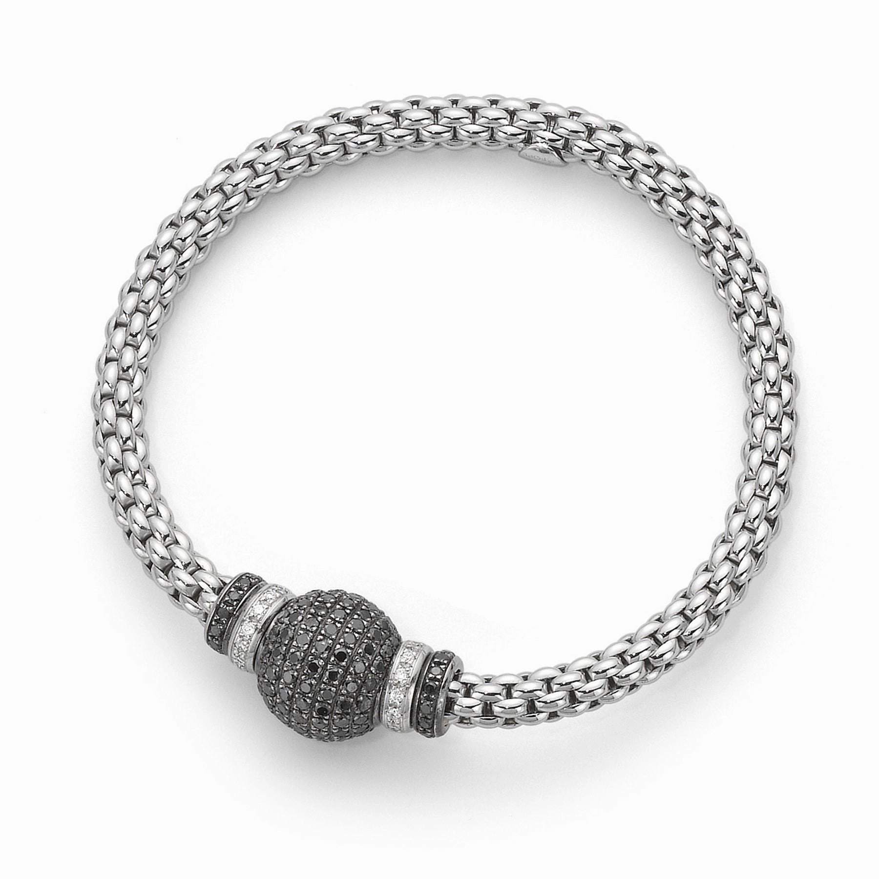 Fope Flex'It Solo 18ct White Gold 2.01ct Black And White Diamond Bracelet