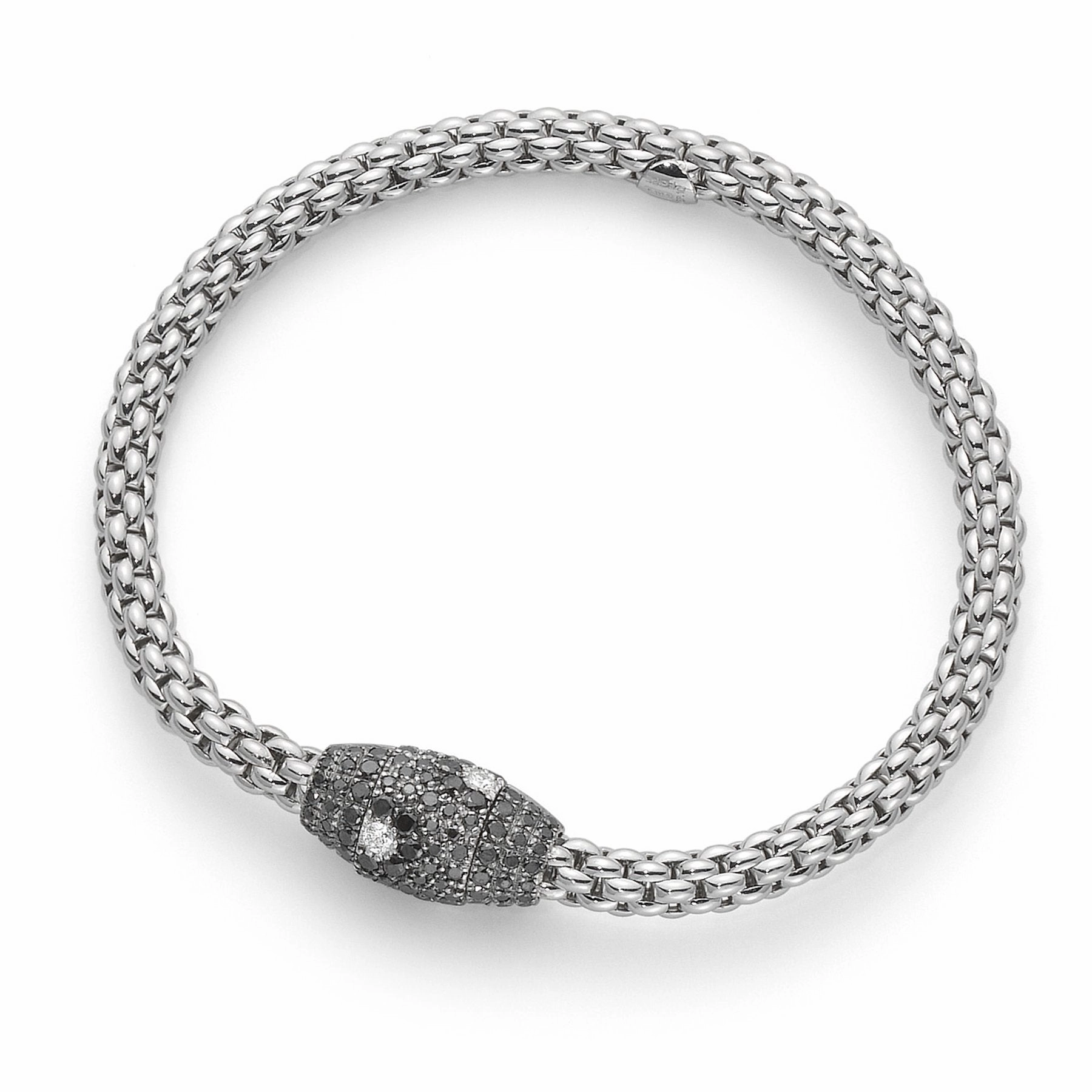 Fope Flex'It Solo 18ct White Gold Black And White Diamond Bracelet