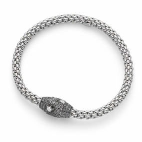 Fope Flex'It Solo 18ct White Gold Black And White Diamond Bracelet