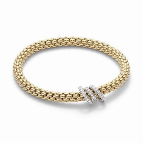 Fope Flex'it Solo 18ct Yellow Gold 0.26ct Diamond Bracelet
