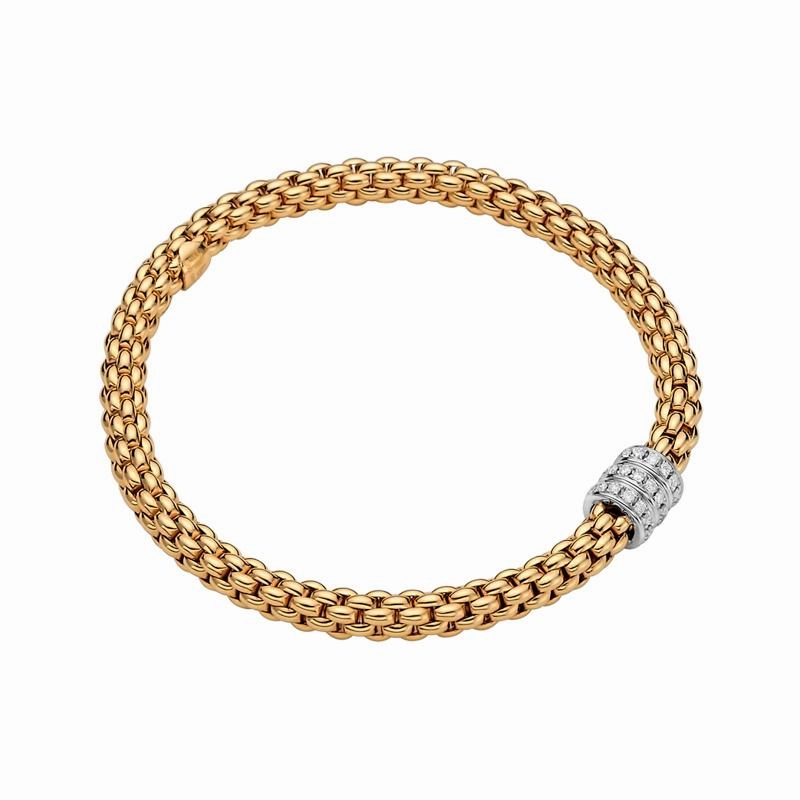 Fope Flex'it Solo 18ct Yellow Gold 0.30ct Diamond Bracelet