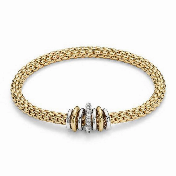 Fope Flex'It Solo 18ct Yellow Gold 0.41ct Diamond Bracelet