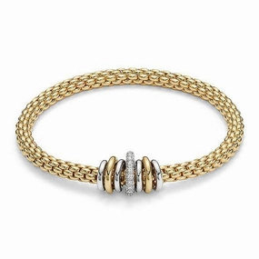 Fope Flex'It Solo 18ct Yellow Gold 0.41ct Diamond Bracelet