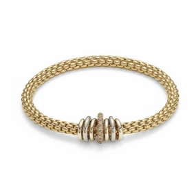 Fope Flex'It Solo 18ct Yellow Gold 0.50ct Brown Diamond Bracelet