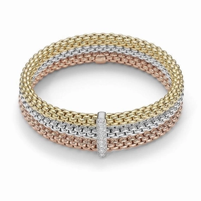 Fope Flex'it Solo 18ct Yellow White Rose Gold 0.34ct Diamond Bracelet