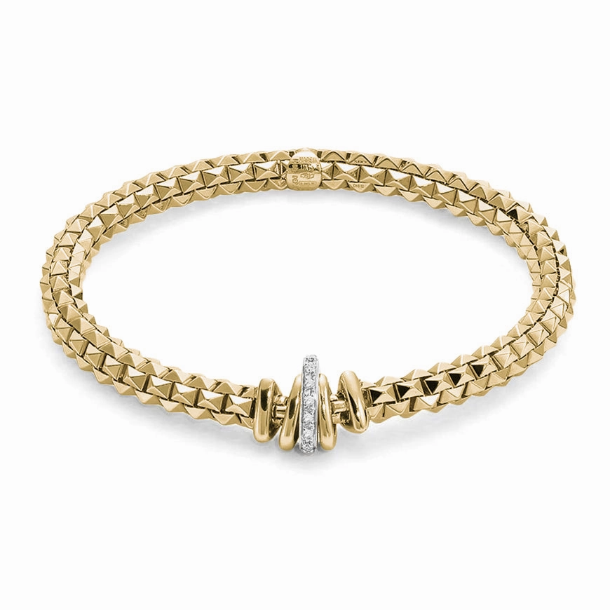 Fope Flex'It Wild Rose 18ct White Gold 0.12ct Diamond Bracelet