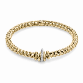 Fope Flex'It Wild Rose 18ct White Gold 0.12ct Diamond Bracelet